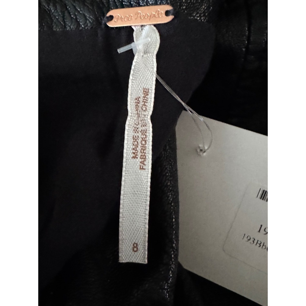 Free People Faux Leather Skirt Paperbag Waist Tie Belt Black Skirt Size 8 (G) - Picture 9 of 13